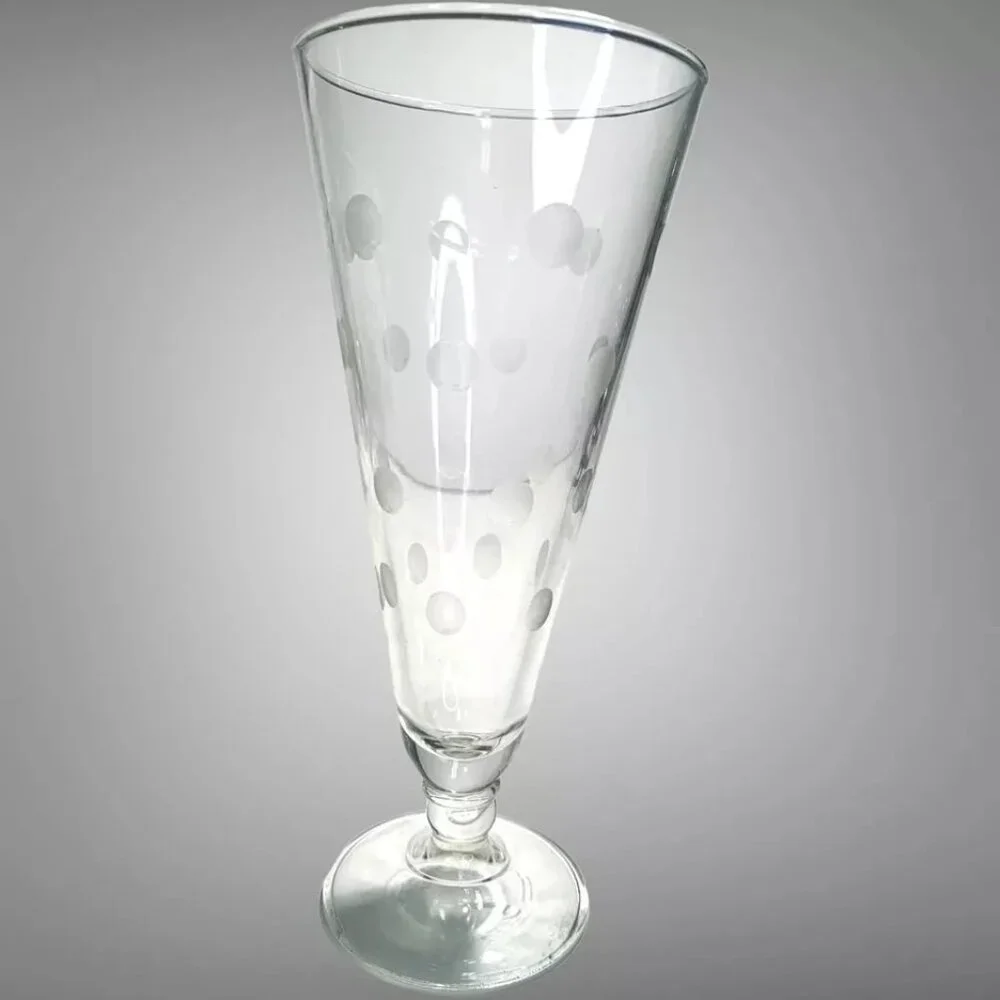 Vintage Mountaineer Etched Crystal Pilsner Glasses Set Of 4 Coin Dot Design Eleg - Picture 2 of 7